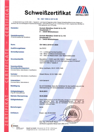 Schweisszertifikat
